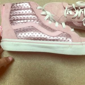 VANS Sk8 Hi Zip Metallic Heart pink